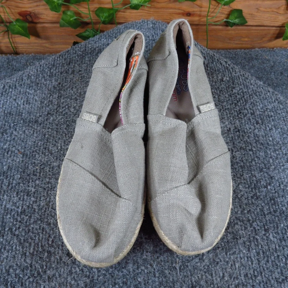 Skechers BOBS Highlights High‎ Jinx Women Espadrille Wedge 6.5 Summer Taupe Grey